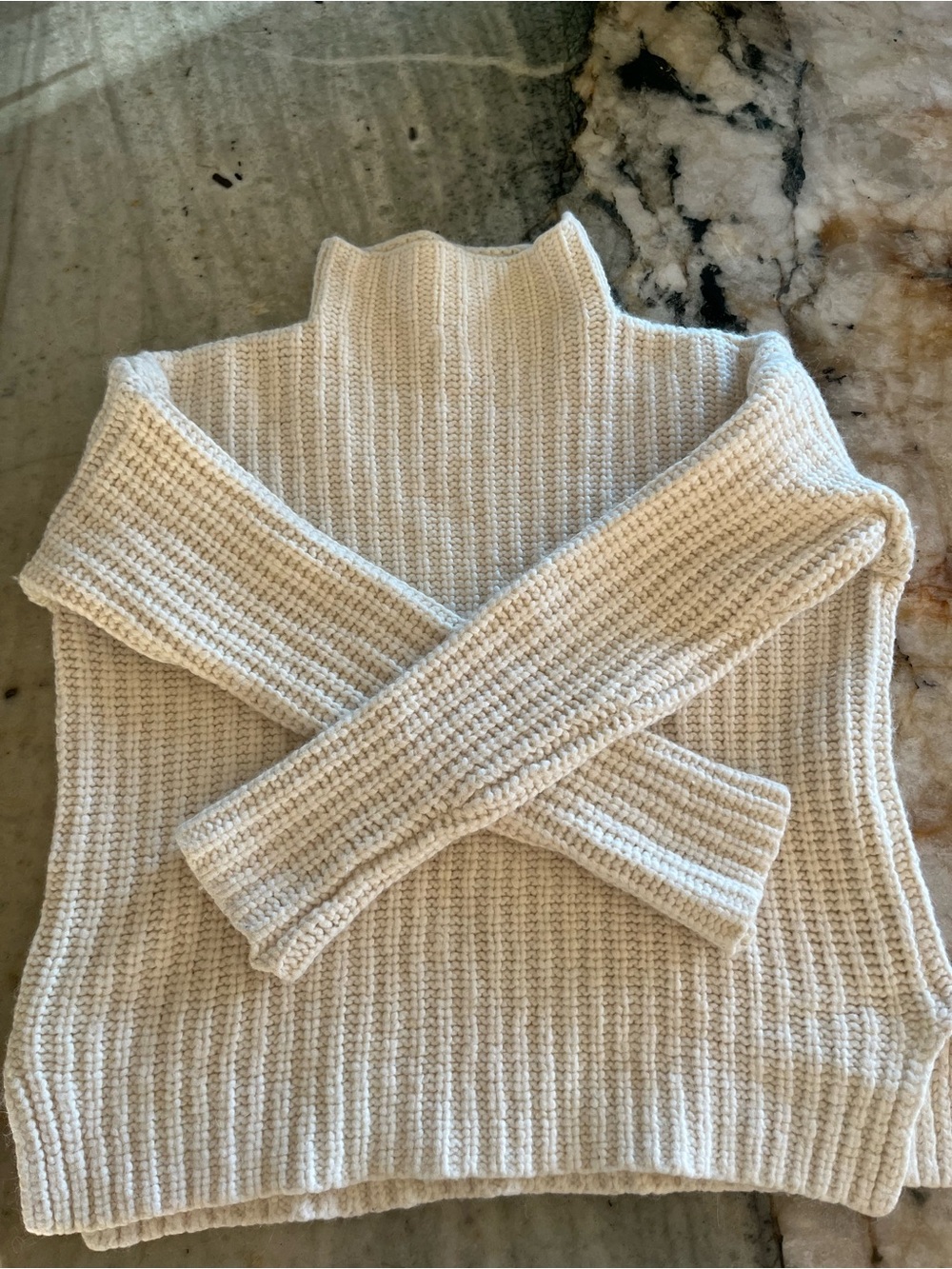 Marine Layer S Classic Cream Ribbed Turtleneck Sweater